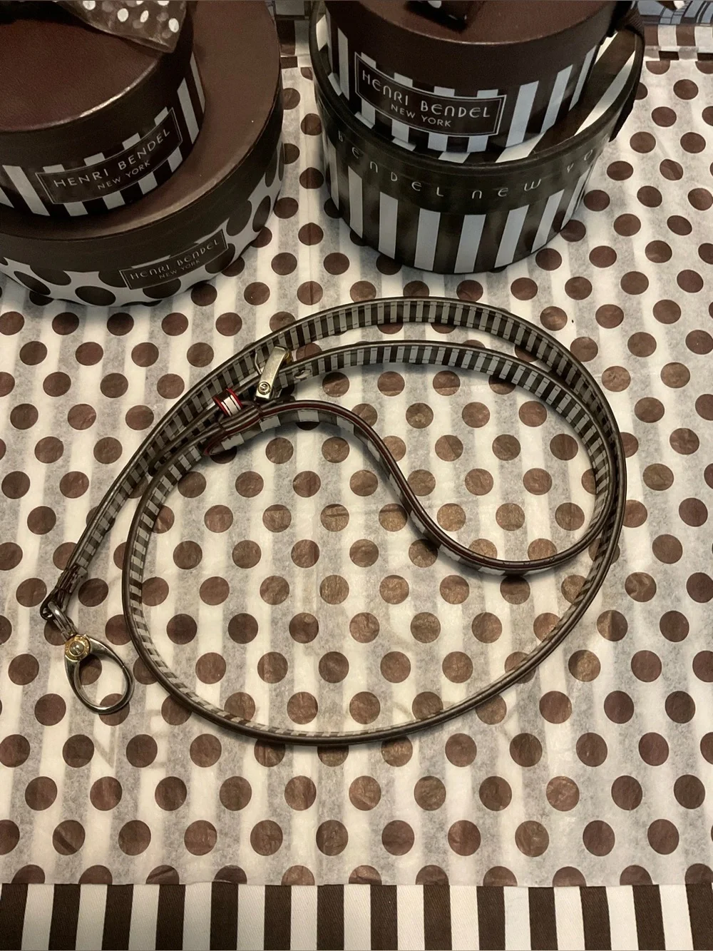 Henri Bendel Leash - Centennial Stripes with Red Trim